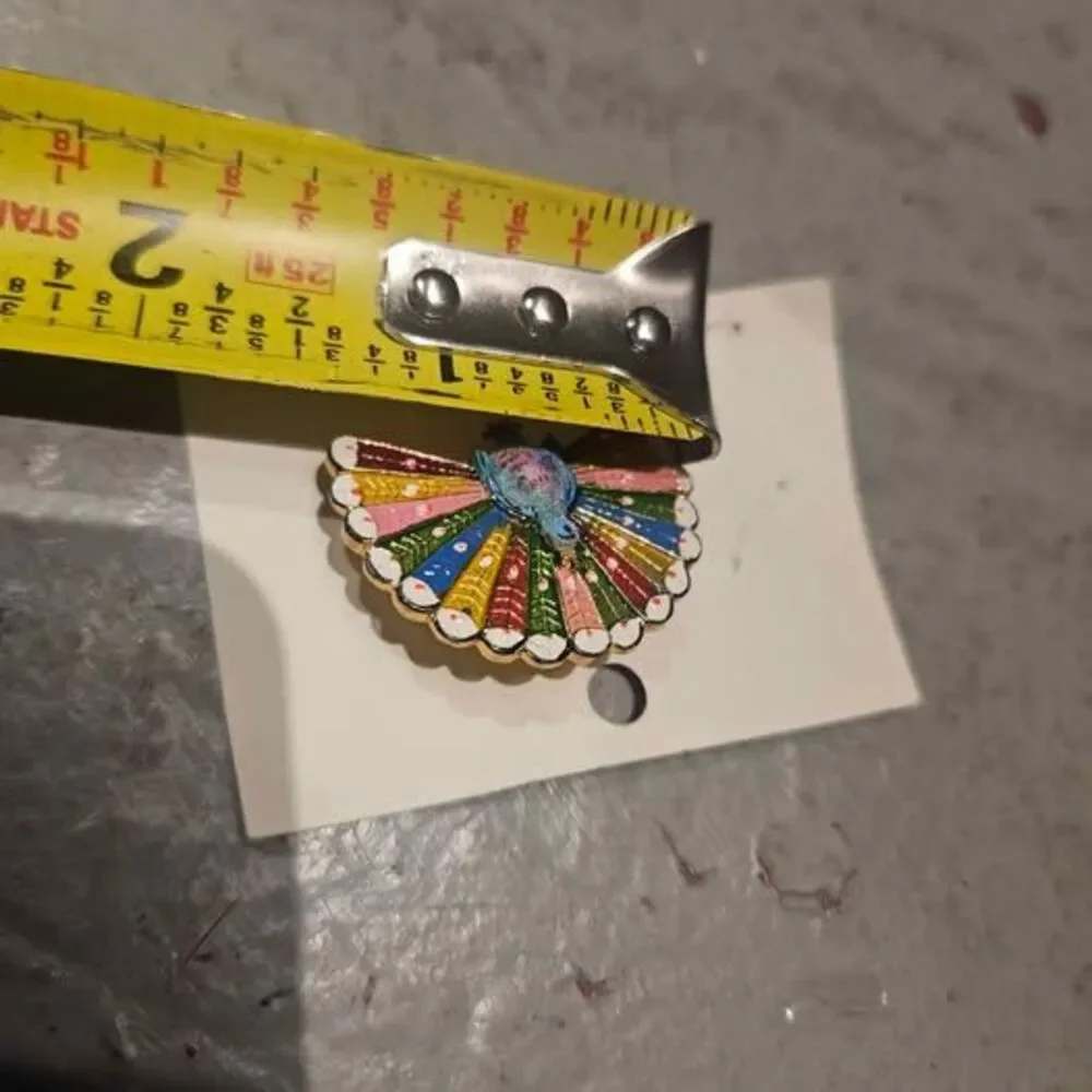 Colorful Enamel Peacock Brooch Pin